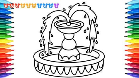 draw fountain coloring pages  kids  color markers youtube