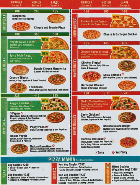 menu  dominos pizza dominos pizza menu metro junction mall kalyan eazydiner