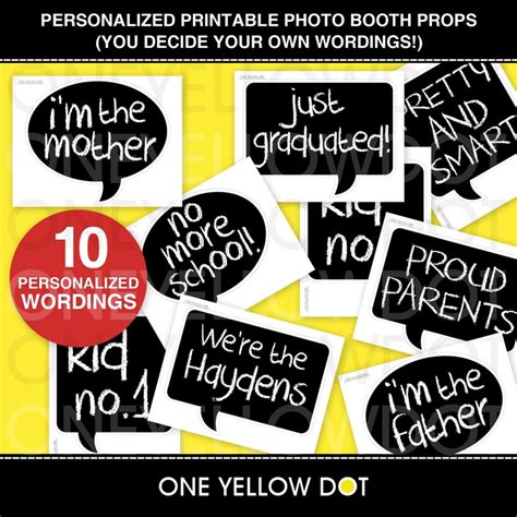 personalized wordings photo booth props printable  oneyellowdot