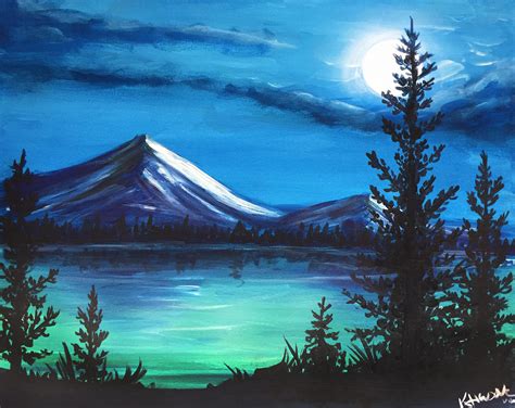 cold mountain nights  katie husak paint nite paintings landscape