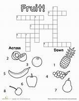 Crossword Fruit Worksheet Fruits Puzzle Kids Puzzles Education Spelling sketch template