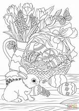 Easter Coloring Pages Basket Adults Flowers Bunny Adult Printable Eggs Pastry Sheets Decorated Spring Colouring Kids Supercoloring Fun Färgläggningssidor Målarböcker sketch template