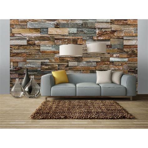 ideal decor        colorful stone wall mural dm
