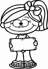 Clipart Girl Cute Coloring Kid Kids Excited Cartoon Clip Freebie Time Easter Colouring Am Cliparts Whitw Pages Children So People sketch template