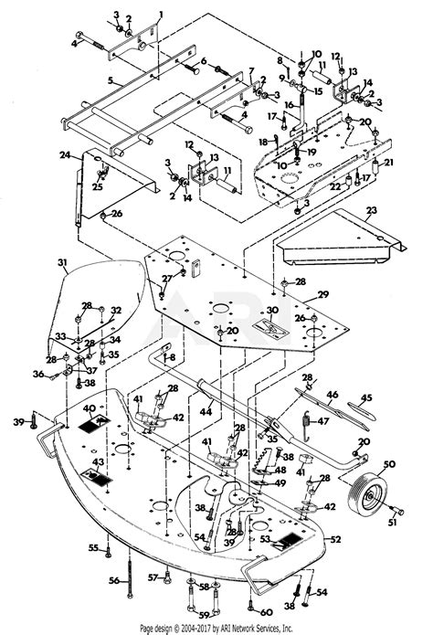gravely 38994 50 deck 4 wheel tractor parts diagram for mower deck
