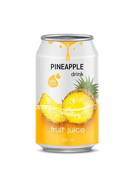 Pineapple Juice Soft Drink In Aluminum Can And Design Of Pineapple