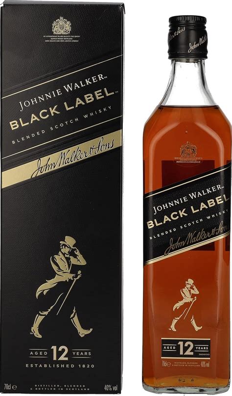 johnnie walker black label  years  blended scotch whisky  vol   giftbox amazon