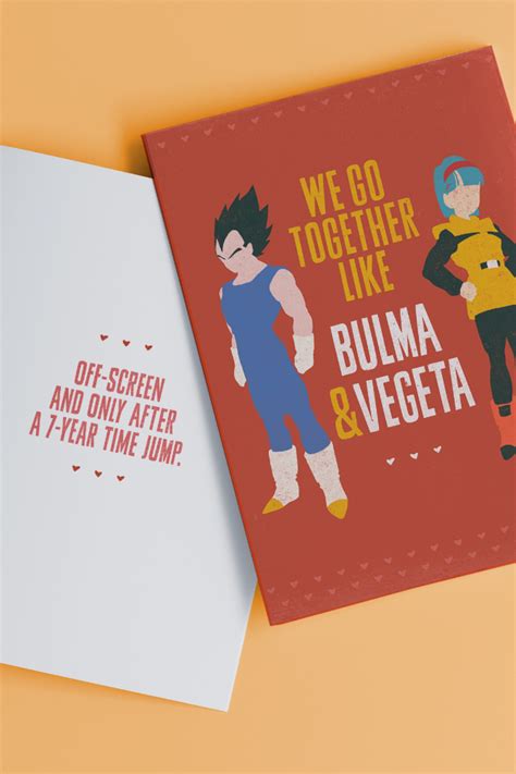 Dbz Valentine S Card Bulma And Vegeta Funny Anime Card In 2021