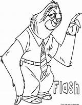 Coloring Flash Zootopia Pages Kids Printable sketch template