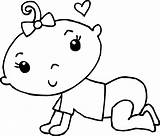 Baby Coloring Girl Clipart Clip Cute Outline Cartoon Drawings Pages Babies Lamb Cliparts Crawling Wedding Boy Library Girls Horseshoe Clipartbest sketch template