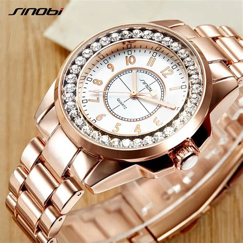 sinobi women wrist  fashion crystal casual wirstwatches clock woman female brand luxury