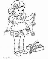 Christmas Coloring Pages Decorations Little Girl Tree Ornaments Decorating Printable Sheets Kids Girls Help Printing Ornament Go Print Animals Popular sketch template