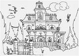 Coloring Pages Halloween House Haunted Part sketch template