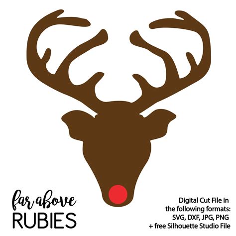 red nosed reindeer silhouette  antlers svg dxf digital etsy