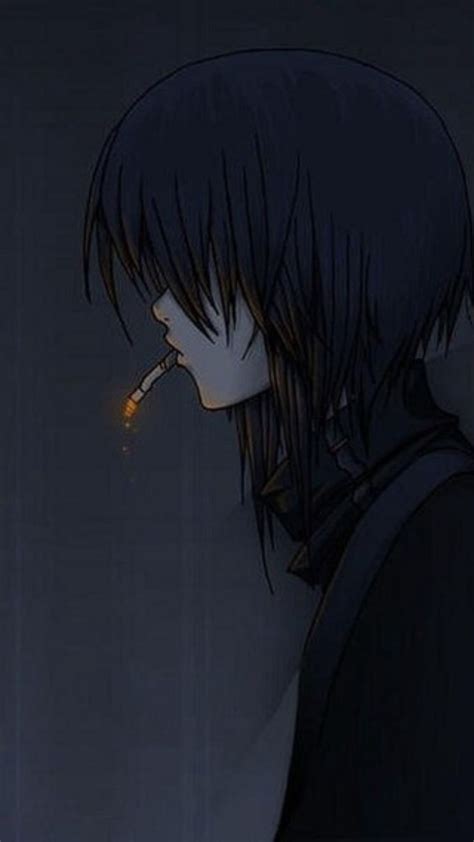 sad anime boy smoking wallpaper  mobcup