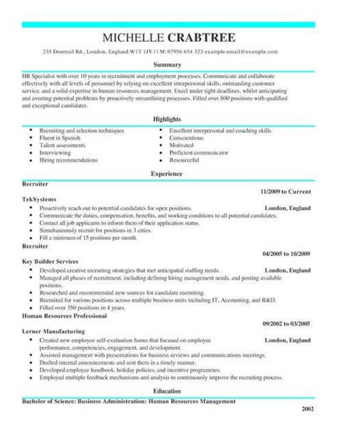 sample resume   technical recruiter