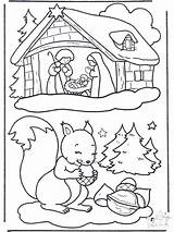 Coloring Pages Winter Animals Squirrel Snow Animal Manger Colouring Christmas Kleurplaten Sneeuw Galileo Advertisement Funnycoloring Drawings Choose Board Sheets sketch template