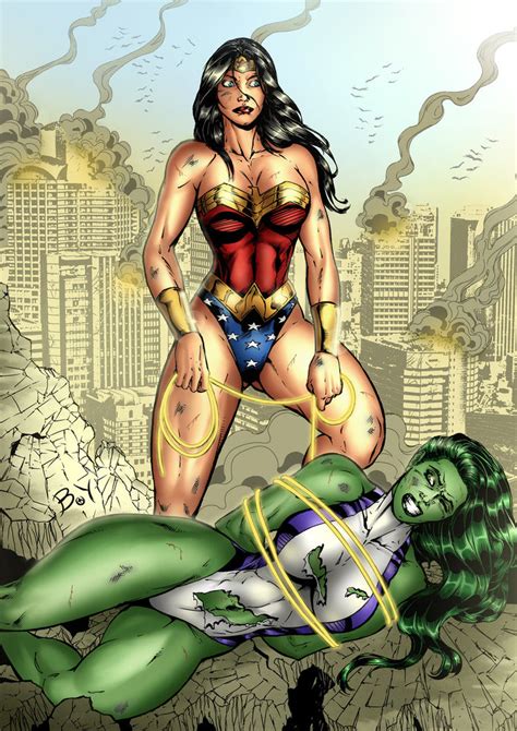 Wonder Woman Binds She Hulk Superhero Catfights Female