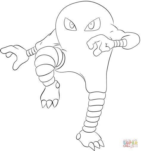 hitmonlee coloring page  printable coloring pages