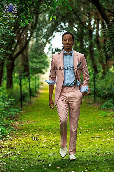 Pink Linen Groom Tuxedos For Beach Wedding 2016 Custom Made Mens Casual