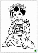 Coloring Japanese Pages Girl Doll Geisha Sheets Dolls Girls Dinokids Japan Colouring Coloriage Adult Adults Printable Getcolorings Coloringpages Kokeshi Kimono sketch template