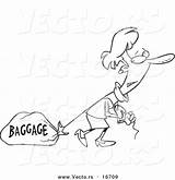 Baggage Outlined Pulling Toonaday sketch template
