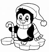 Penguin Coloring Pages Clipart Cartoon Christmas Cute Natale Pinguino Colorare Da sketch template