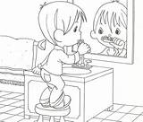 Los Lavandose Cepillandose Coloring Teeth Nino Child Brushing Pages sketch template
