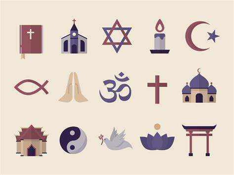 collection  illustrated religious symbols   vectors