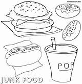 Food Coloring Pages Junk Healthy Unhealthy Colorings Junkfood sketch template