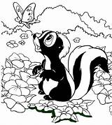 Coloring Bambi Flower Pages Skunk Striped Disney Walt sketch template