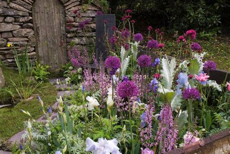 garden border ideas designs garden purple garden flower stock