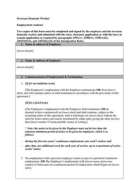 domestic worker employment contract   draft  domestic worker employment contract