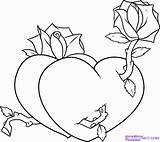 Coloring Hearts Roses Pages Drawings Valentine Clipart Clip sketch template