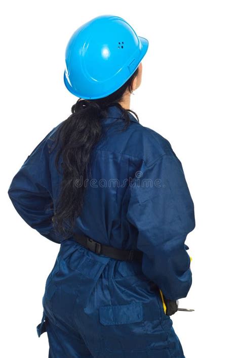 constructor woman holding l ruler stock image image of builder