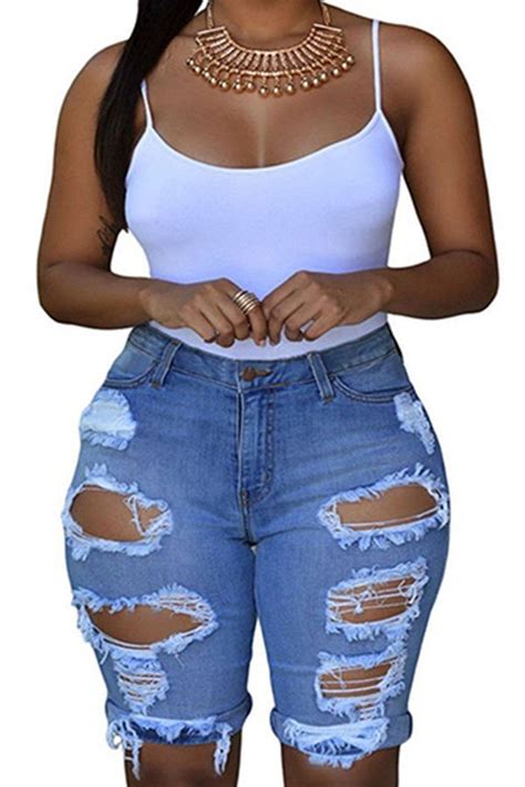 hualong high waist women ripped jean shorts online store
