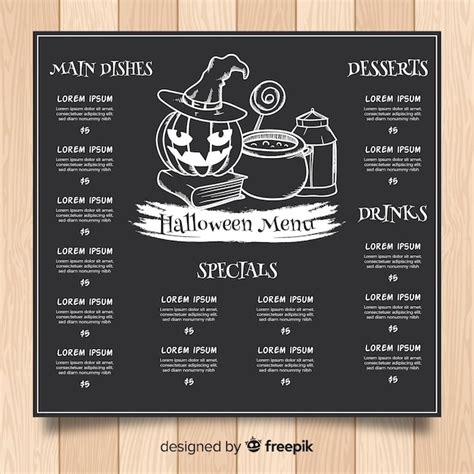 halloween menu template  hand drawn style  vector