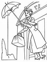 Poppins Mary Coloring Pages Kids Color Print Disney Simple Printable Justcolor sketch template