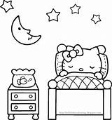 Kitty Hello Coloring Bed Colouring Pages Color Printables Bath Print Book Activity Cute Kleurplaat Tub Easy sketch template