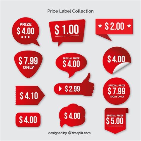 coleccion de etiquetas de precios rojas descargar vectores gratis