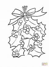 Coloring Pages Holly Christmas Mistletoe Leaves Berries Red Bright Printable Drawing Cartoon Xmas Color sketch template