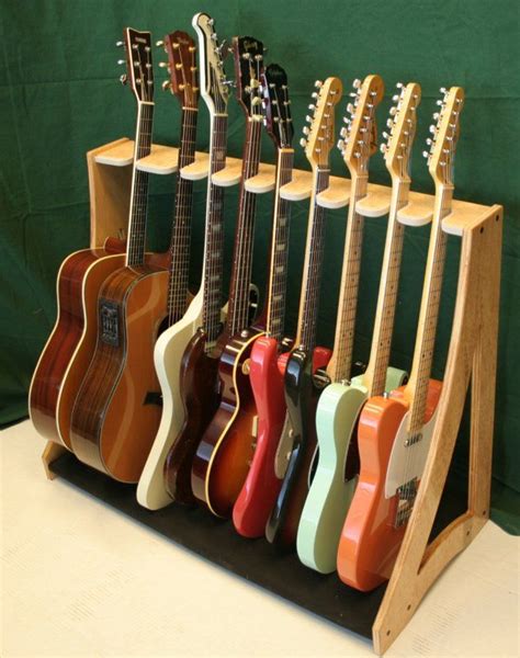 guitars  lined    rack   table
