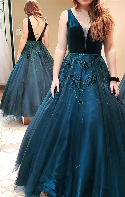 elegant dark green long ball gown  prom dress gorgeous long prom