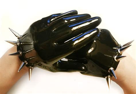 short gloves with spikes latex fashion shopping