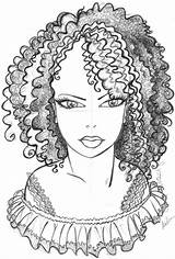 Coloring African Pages American Afro Kids Girl Hair Lady Printable Woman Famous Blank Drawing Draw Girls Color Adult Natural People sketch template