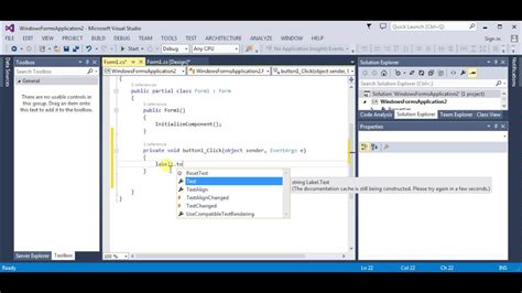 visual studio beginners guide change label text  button click  youtube