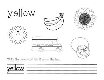 yellow color  write worksheet color yellow kids learning activities