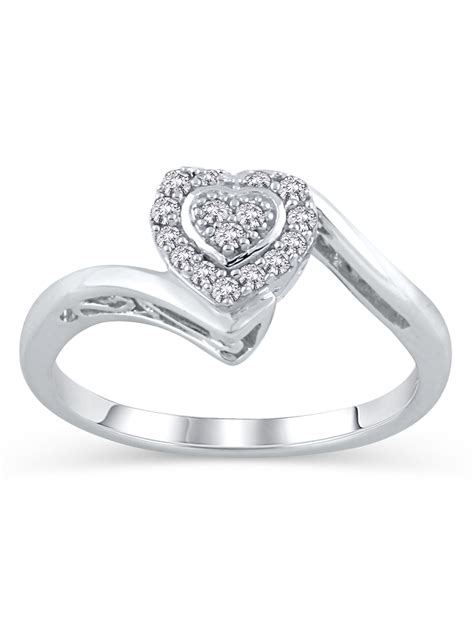 Hold My Hand Diamond Accent Sterling Silver Heart Promise Ring