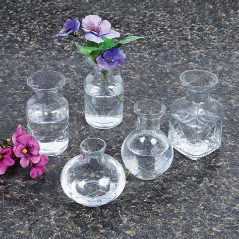 Unique Cut Glass Clear Glass Vases Set Of Five Bud