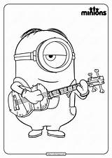 Coloring Guitar Play Minions Printable Pages Whatsapp Tweet Email sketch template